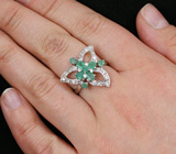 Прелестное кольцо с изумрудами Серебро 925