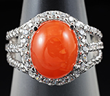 Кольцо с ярким корнелианом Серебро 925