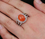 Кольцо с ярким корнелианом Серебро 925