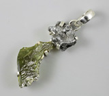 Кулон с молдавитом и осколком метеорита Кампо-дель-Сьело Серебро 925