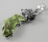 Кулон с молдавитом и осколком метеорита Кампо-дель-Сьело Серебро 925