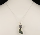 Кулон с молдавитом и осколком метеорита Кампо-дель-Сьело Серебро 925