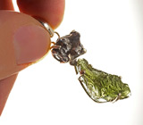 Кулон с молдавитом и осколком метеорита Кампо-дель-Сьело Серебро 925