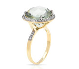 Кольцо с зеленым аметистом и бриллиантами Золото