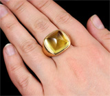 Кольцо с высоким кабошоном цитрина Золото