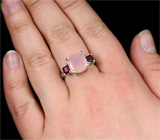 Прелестное кольцо с розовым кварцем и родолитами Серебро 925