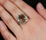 Кольцо с золотистым цитрином Серебро 925