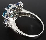 Кольцо с голубым топазом и синими сапфирами Серебро 925