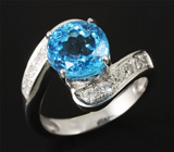 Элегантное кольцо с голубым топазом Серебро 925
