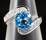 Элегантное кольцо с голубым топазом Серебро 925