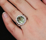 Великолепное кольцо с зеленым аметистом Серебро 925