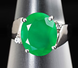 Кольцо с зеленым агатом Серебро 925