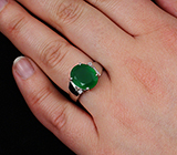 Кольцо с зеленым агатом Серебро 925