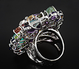 Потрясающее КРУПНОЕ кольцо с самоцветами! Ручная работа Серебро 925