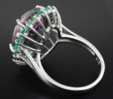 Кольцо с мистическим кварцем и изумрудами Серебро 925