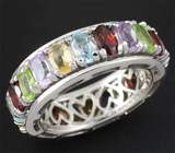 Оригинальное кольцо с самоцветами Серебро 925