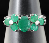 Изящное кольцо с изумрудами Серебро 925