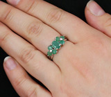 Изящное кольцо с изумрудами Серебро 925