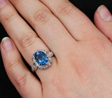 Кольцо с топазом и синими сапфирами Серебро 925