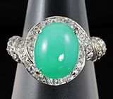 Кольцо с хризопразом и бесцветными топазами Серебро 925
