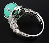 Кольцо с хризопразом и бесцветными топазами Серебро 925