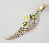 Кулон с эфиопским опалом и перидотами Серебро 925