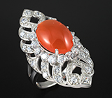 Превосходное кольцо с ярко-оранжевым агатом Серебро 925