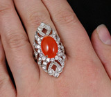 Превосходное кольцо с ярко-оранжевым агатом Серебро 925