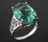 Кольцо с зеленым флюоритом и синими сапфирами Серебро 925