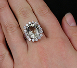 Кольцо с зеленым аметистом, пурпурными сапфирами и бесцветными цирконами Серебро 925