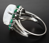 Кольцо с лунным камнем и зелеными агатами Серебро 925