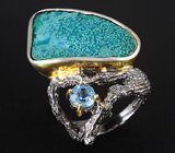 Кольцо с хризоколлой и топазом Серебро 925