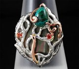 Кольцо c перламутром, хризоколлой и сапфирами Серебро 925