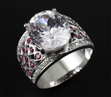 Кольцо с розовым кунцитом и пурпурными сапфирами Серебро 925