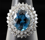 Кольцо с синим топазом Серебро 925