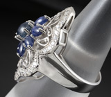 Замечательное кольцо с кабошонами синих сапфиров Серебро 925