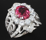 Кольцо с превосходным ярко-розовым турмалином Серебро 925