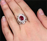 Кольцо с превосходным ярко-розовым турмалином Серебро 925