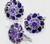 Роскощный комплект с аметистами Серебро 925