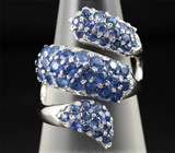 Эффектное кольцо с синими сапфирами Серебро 925