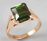 Кольцо с чистейшим зеленым турмалином Золото