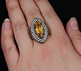 Превосходное кольцо с золотистым цитрином Серебро 925