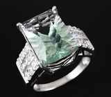 Стильное кольцо с зеленым флюоритом Серебро 925