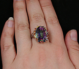 Кольцо с мистическим кварцем и разноцветными сапфирами Серебро 925