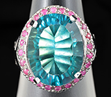 Кольцо с флюоритом и розовыми сапфирами Серебро 925