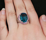 Кольцо с флюоритом и розовыми сапфирами Серебро 925