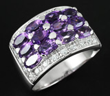 Стильное кольцо с аметистами Серебро 925