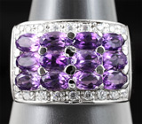 Стильное кольцо с аметистами Серебро 925