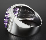 Стильное кольцо с аметистами Серебро 925