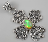 Кулон-крест с эфиопским опалом Серебро 925